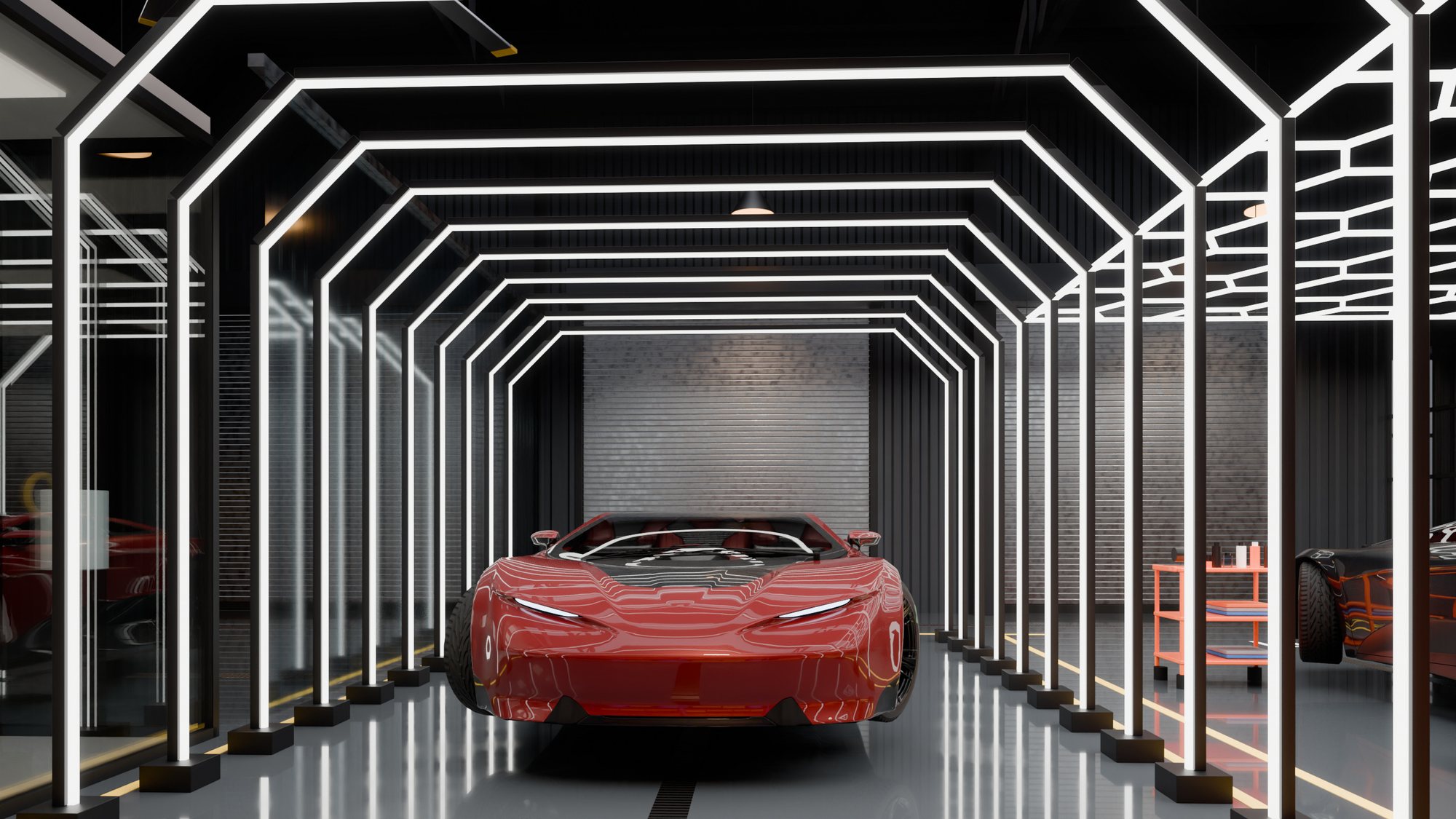 Detailing studio, work bay