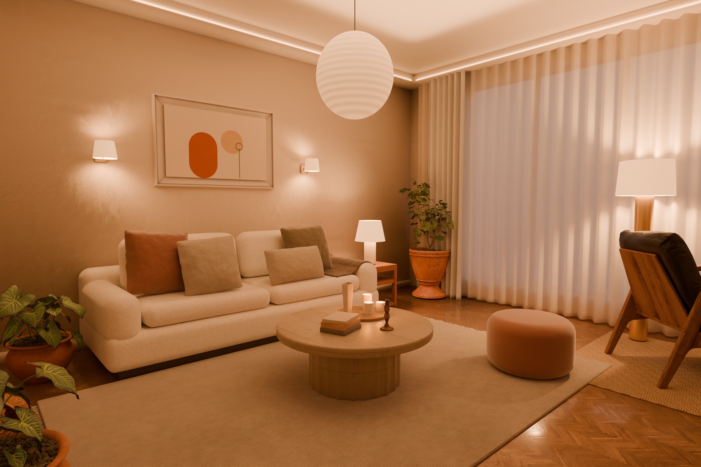 Living room, evening